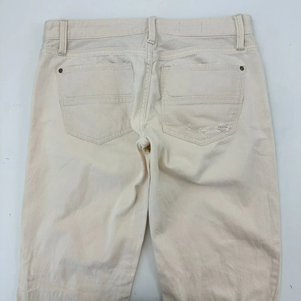 Gap Boyfriend Distressed Women's size 4 Cream Denim‎ Jeans